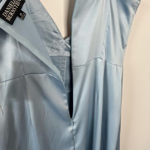 Danielle Bernstein NEW Blue Satin Slip Dress Size 12 90s - Picture 11 of 15